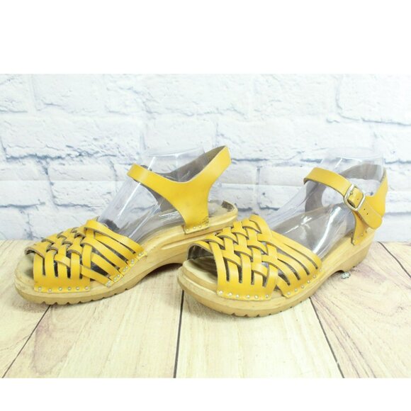 Troentorp Anna Yellow Leather Braided Adjustable Strap Casual Sandals Size 9 - Picture 2 of 9